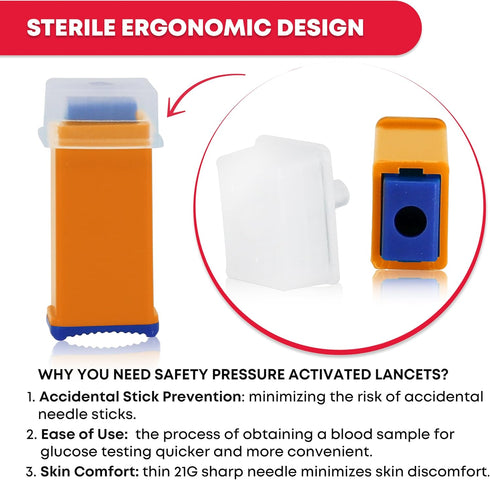 Ever Ready First Aid Safety Pressure Activated Lancets, Sterile Push Lancets for Blood Sugar Testing