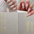 Gold Nail Art Stickers, Metallic Line Nail Decals for Luxury French Tip Manicure, 3D Self-Adhesive Supplies, 8 Sheets