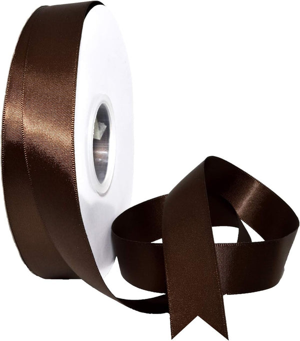 Morex Double Face Satin Ribbon 7/8" X 50 YD Brown for Gift Wrapping, Birthday Cards, Crafts, Wedding Gifts