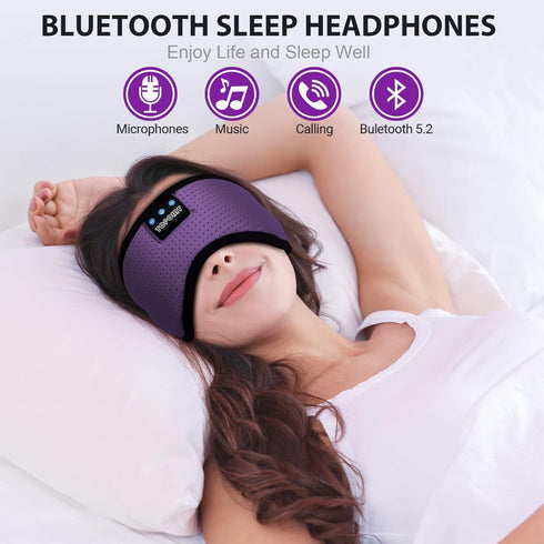 TOPOINT Bluetooth Sleep Eye Mask Wireless Headphones, Sleeping Eye Cover Travel Music Headsets with Microphone Handsfree, Sleep Headphones for Side Sleepers Men Women