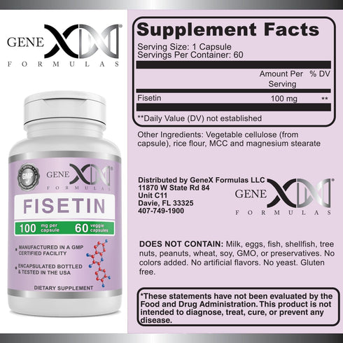 GENEX Fisetin 100mg/Serving (60 Capsules) | Antioxidant for Healthy Aging and Brain Wellness - Non-GMO, Gluten Free