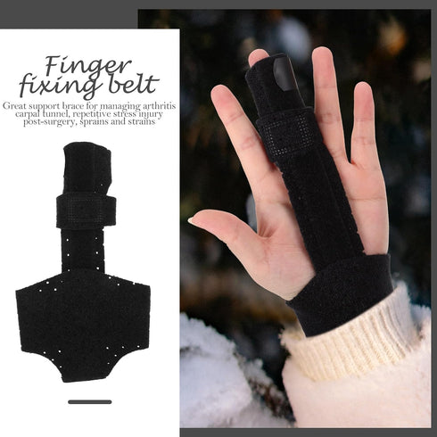 TOPPERFUN Steel Board Finger Splint Brace with Breathable Wrist Wrap Support for Adults, Universal Five-finger
