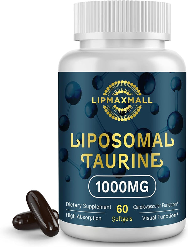 Liposomal Taurine Supplement 1000mg - High Absorption Amino Acid for Heart, Nerve, Brain & Muscle, 60 Softgels