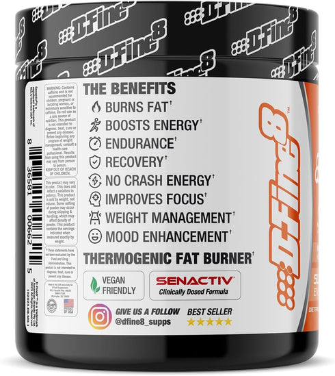 Thermogenic Pre-Workout Energy Powder & Shredding Supplement, Sugar Free, Boost Energy Mood & Focus