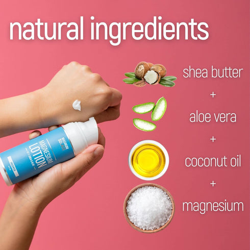 Magnesium Lotion – Super Concentrated – Aloe and Shea for Leg Cramps, Sore Muscles & Joints, Safe for Kids, Made in The