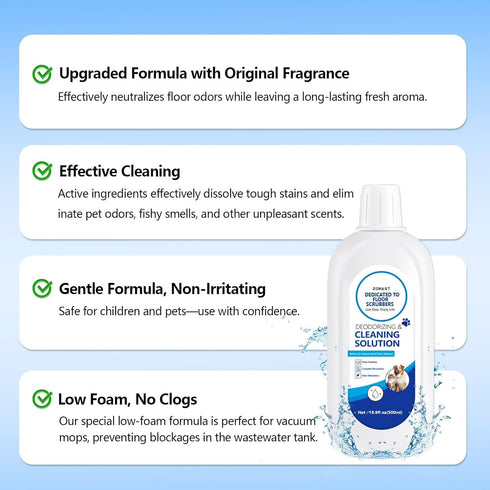 ZORAST Floor Cleaning Solution, Pet-Friendly Deep Deodorizer, Compatible with Tineco and Robot Vacuum Mops, Deep Cleans