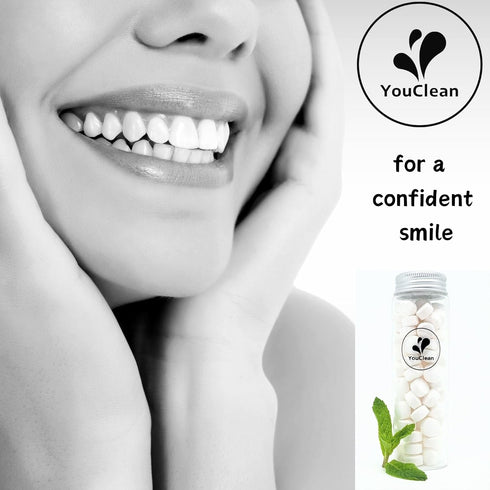 90 Toothpaste Tablets in Refill/Recycle Glass Tube, Travel and Daily Use, Nano Hydroxyapatite, Vegan (Peach90)