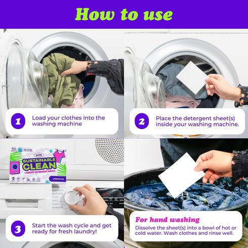 Laundry Detergent Sheets, Made in Sweden, Up to 100 Loads, 50 Sheets, Eco-Friendly, Ocean Breeze
