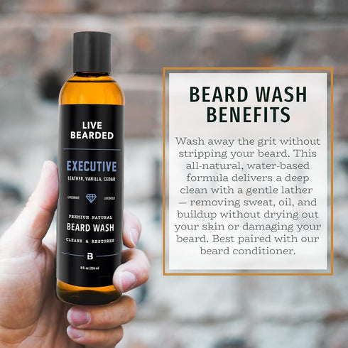 Live Bearded Beard Wash - 8 fl oz Water-Based Face Cleanser with Cedar and Vanilla Scent