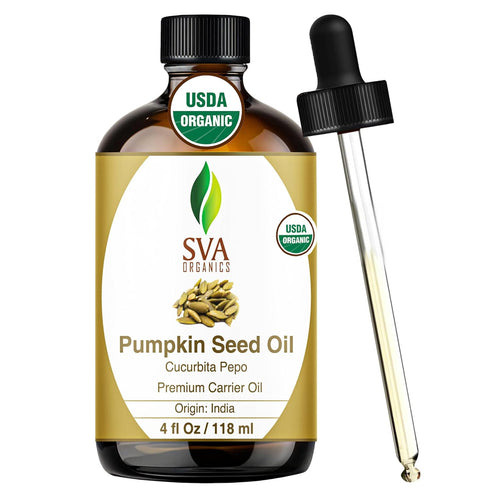 SVA Organic Pumpkin Seed Oil - 4 Fl Oz - 100% Natural Cold Pressed Pumpkin Oil for Face, Skin Care, Hair Care, Body
