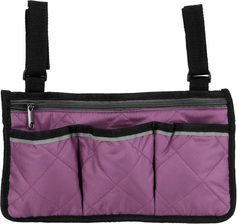Wheelchair Bag, Armrest Accessories for Wheelchair Side Hanging Storage Tote, Organizer for Seniors, Purple