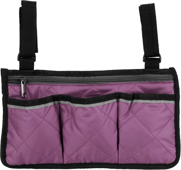 Wheelchair Bag, Armrest Accessories for Wheelchair Side Hanging Storage Tote, Organizer for Seniors, Purple