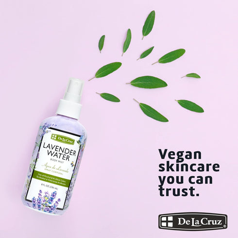 De La Cruz Lavender Water Body Mist, Lavender Spray with Pure Essential Oil, 8 fl oz