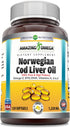 Amazing Omega Norwegian Cod Liver Oil 1250 Mg Softgels, 120 Count