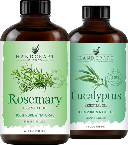 Handcraft Blends Herbal Clarity Set: Eucalyptus and Rosemary Essential Oils (2 x