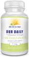 Our Daily Vites L-Methylfolate 1mg / 1000 mcg Maximum Strength Active Folate, 90 Count, Non-GMO