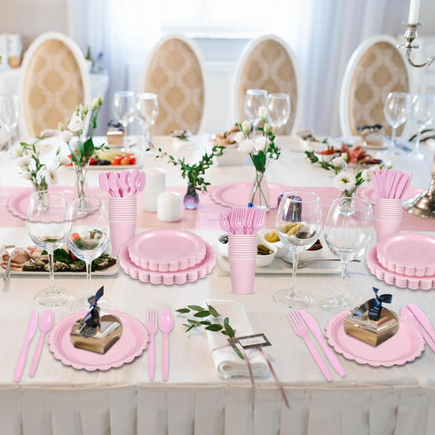 175 Pcs Pink Paper Plates and Napkins - 25 Guest Light Pink Party Supplies for Baby Shower & Birthday