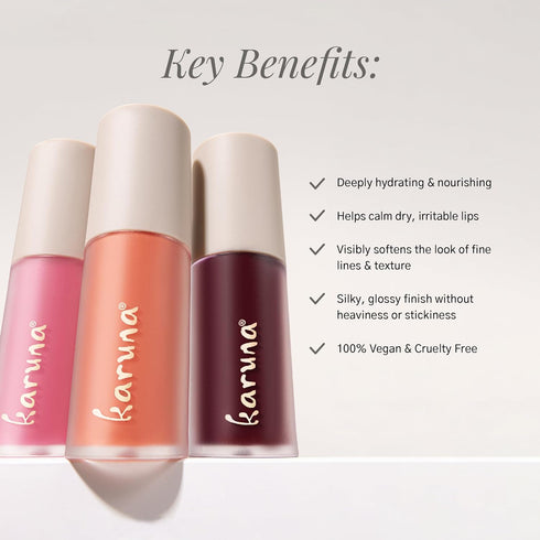 Karuna Skin Tinted Lip Oil, 4.8 mL - Soothing & Moisturizing Vegan Lip Tint with Peptides and Antioxidants