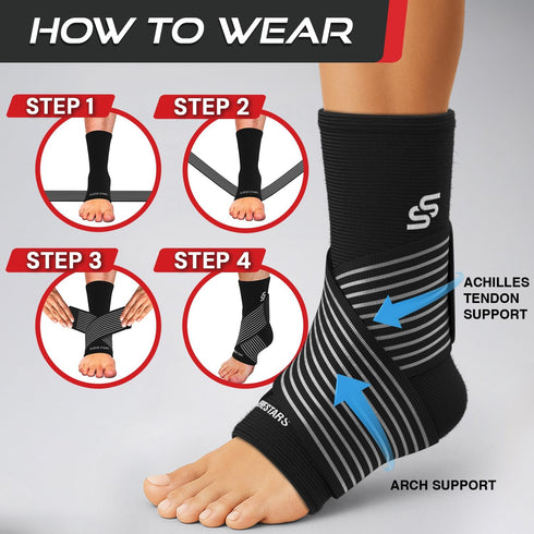 Sleeve Stars Ankle Brace for Women & Men, Compression Sleeve for Plantar Fasciitis Relief, Easy Customizable Support