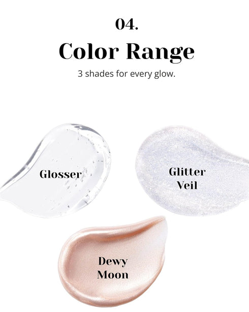 Glint Liquid Gel Highlighter (Dewy Moon, 0.1oz) - Multi-Use Face & Body Gloss for Smooth Glow, Long-Lasting
