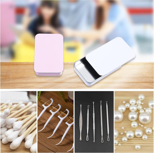 WY LIGHTING LEVEL 3 Pcs Small Dental Floss Case Metal Portable Compact Pick Dispenser Tin Sliding Refillable Flosser
