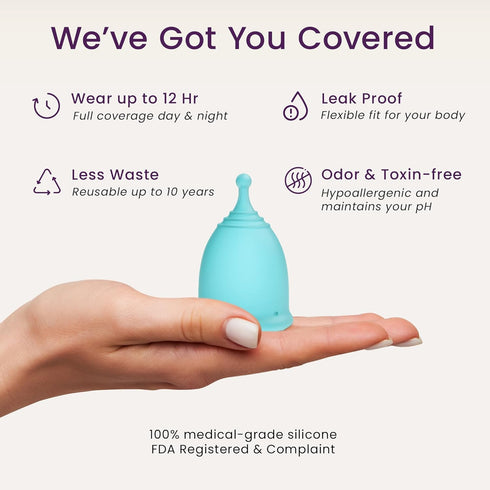 Set 12 (2 EcoBlossom Reusable Menstrual Cup - The Most Reliable Medical Grade Silicone Period Cups - Comfortably use