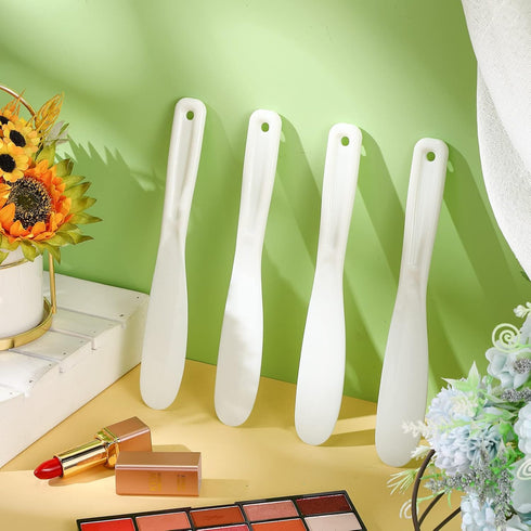 10 Pcs Plastic Cosmetic Spatula, Jelly Mask Applicator, Disposable Skincare Lotion Spatulas for Facials (White)