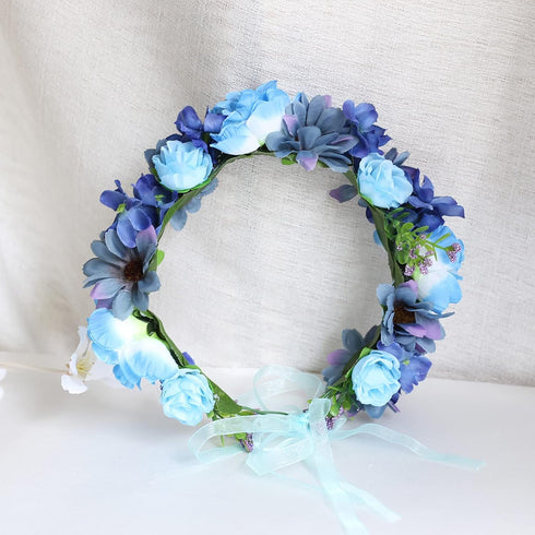 Vivivalue Women Floral Crown Rose Flower Headband, Hair Wreath Floral Headpiece Halo for Wedding Party