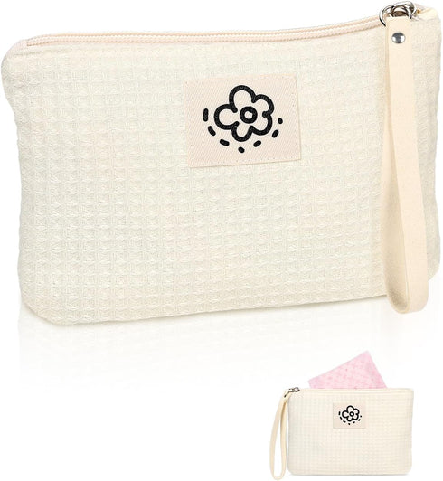 SIDESUGAR Waffle Canvas Period Pouch First Period Kit Bag Small Discreet Menstrual Cup