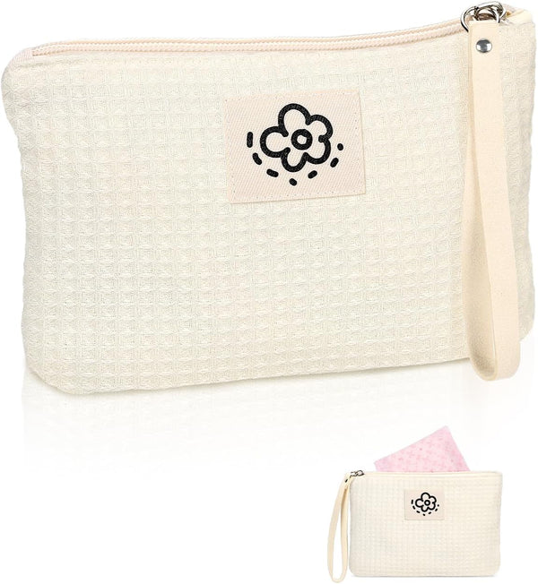 SIDESUGAR Waffle Canvas Period Pouch First Period Kit Bag Small Discreet Menstrual Cup