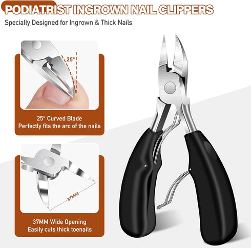Nail Clippers for Men Thick Toenails, Heavy Duty Angled Toenail Clippers with Wide Jaw Opening, Sharp Stainless Steel