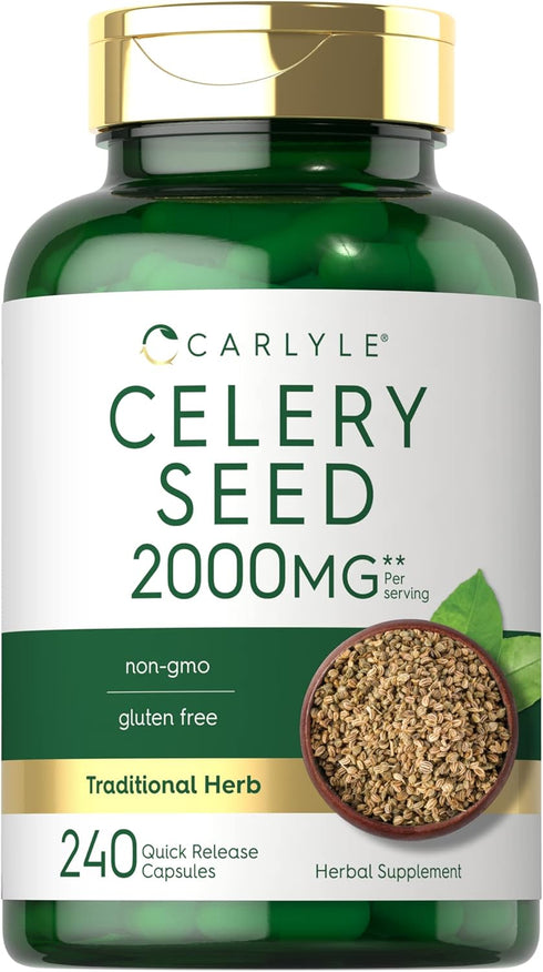 Carlyle Celery Seed Extract Capsules, 2000mg, 240 Count, Traditional Herb Supplement, Non-GMO, Gluten Free