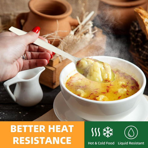 100% Compostable Disposable Spoons - 150pcs Heavy Duty Eco-Friendly Cutlery, Ivory White