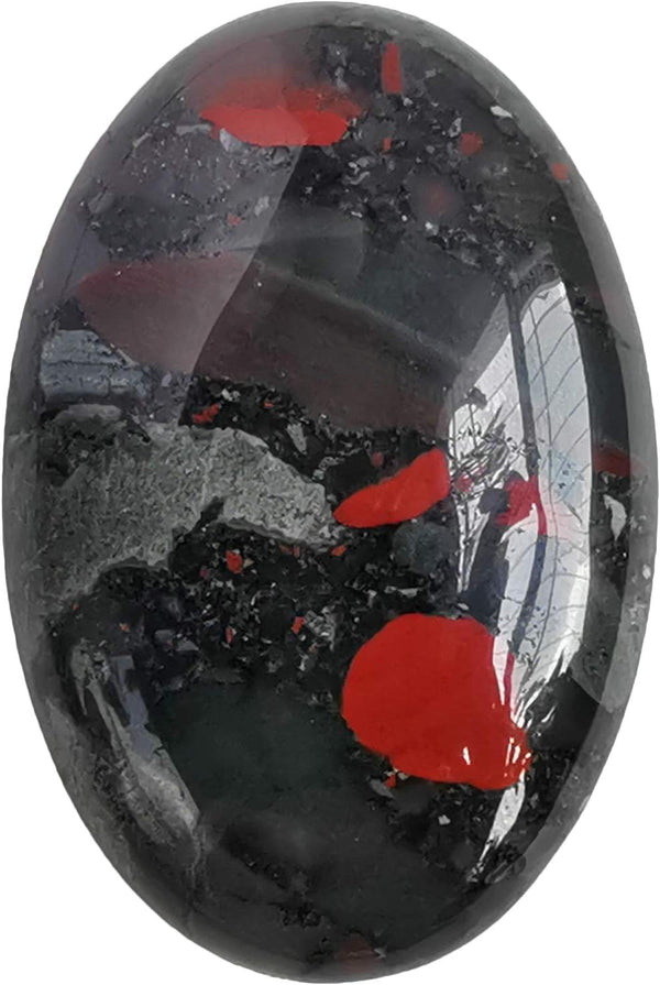 Natural Africa Bloodstone Oval Palm Pocket Healing Crystal, Energy Stone for Therapy and Chakra Balancing