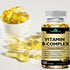 Max Strength Vitamin B-Complex + CoQ10 + Vitamin C - Energy & Metabolism Support Supplement - 120 Softgels