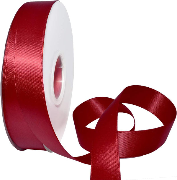Morex 7/8" X 50 YD Double Face Satin Ribbon - Scarlet Ribbon for Gift Wrapping, Birthday Cards, Crafts, Wedding Gifts