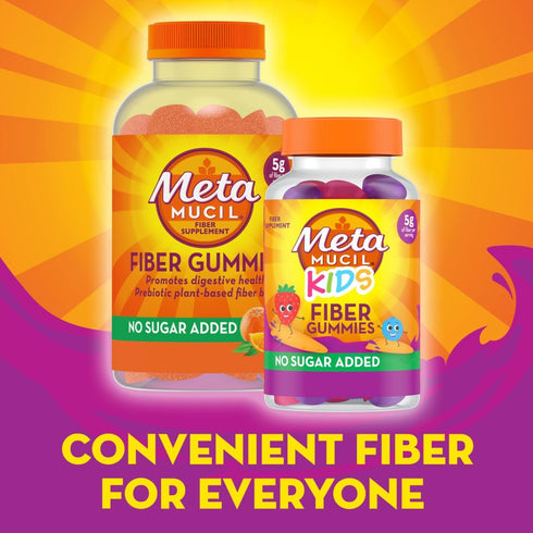 Metamucil Kids Fiber Supplement Gummies, No Sugar Added, 5g Prebiotic Fiber Blend, 120ct Gummies for Digestive Health