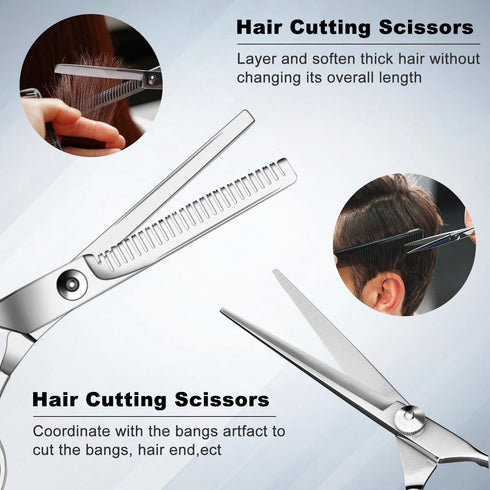 Sirabe 9 PCS Professional Hair Cutting Scissors Kit, Thinning Shears Set for Men, Women, Kids, Adults, Pets