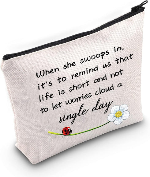 JXGZSO Good Luck Ladybug Makeup Bag with Zipper, Gifts for Women Cosmetic Bag