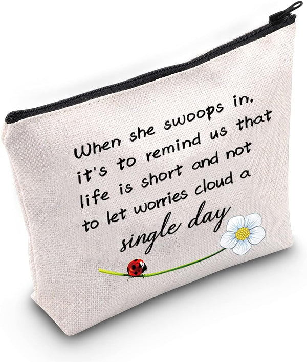 JXGZSO Good Luck Ladybug Makeup Bag with Zipper, Gifts for Women Cosmetic Bag
