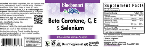 BlueBonnet Beta Carotene C and E Plus Selenium Vegetarian Capsules, 60 Count