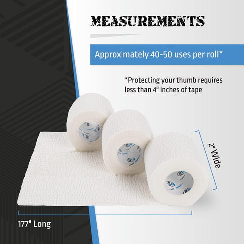 Weightlifting Tape - Stretch Sports Tape for Wrist and Hand Use, 6 Rolls, White