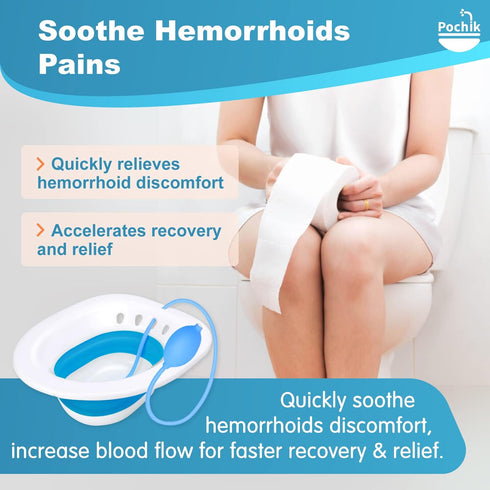 Pochik Sitz Bath for Toilet Seat Hemorrhoids and Postpartum Care, Yoni Steam Seat, Perineal Soaking, Collapsible