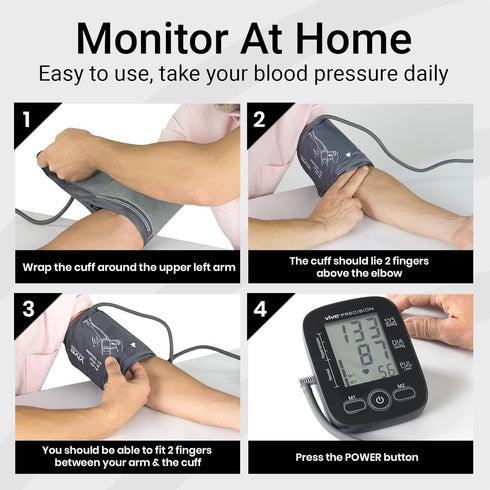 Automatic Blood Pressure Machine - Upper Arm Digital Pulse Monitor with Large LCD Display