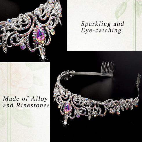 Tiaras & Crowns - Crystal AB Rhinestone Princess Tiara for Women and Girls, Birthday Crown