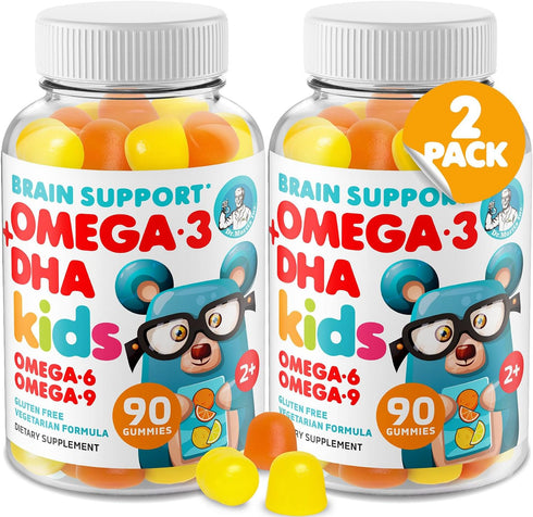 DR. MORITZ Omega 3 Kids Gummies (180 Count), Vegan DHA Gummies for Brain & Heart Health, Gluten-Free