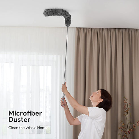 DELUX 7 PCS Microfiber Feather Duster, Reusable Washable Cobweb Duster with 100 inches Extra Long Extension Pole