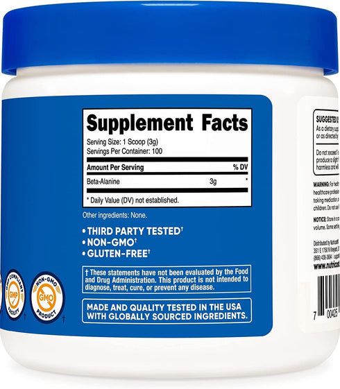 Nutricost Beta Alanine Powder, 300 Grams (10.7oz), 3 Grams Per Serving