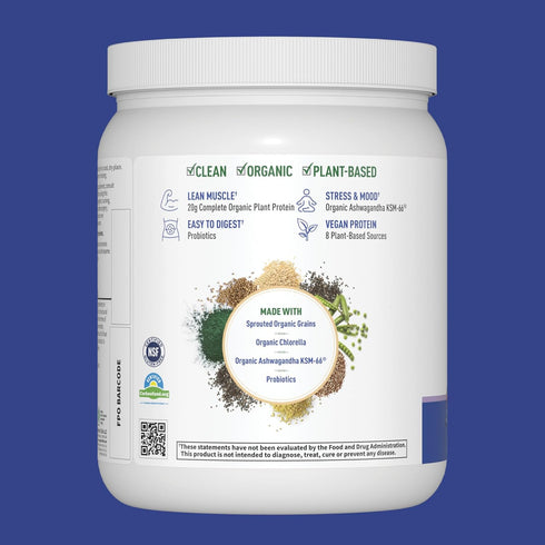 Garden of Life Functional Protein Stress Relief, 20g Organic Protein Blend - Blueberry Muffin, Mood Blend