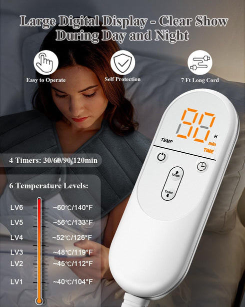 Heating Pad for Neck, Shoulders, and Back, Christmas Gifts for Men, Women, Mom, Dad, 24"x23" Large Electric Heated Wrap